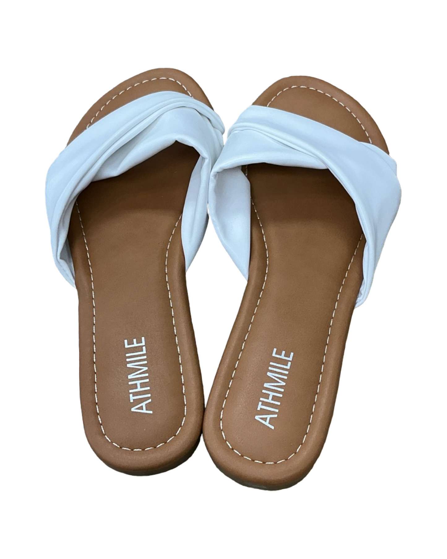 Sandals Flats By Clothes Mentor In White, Size:8