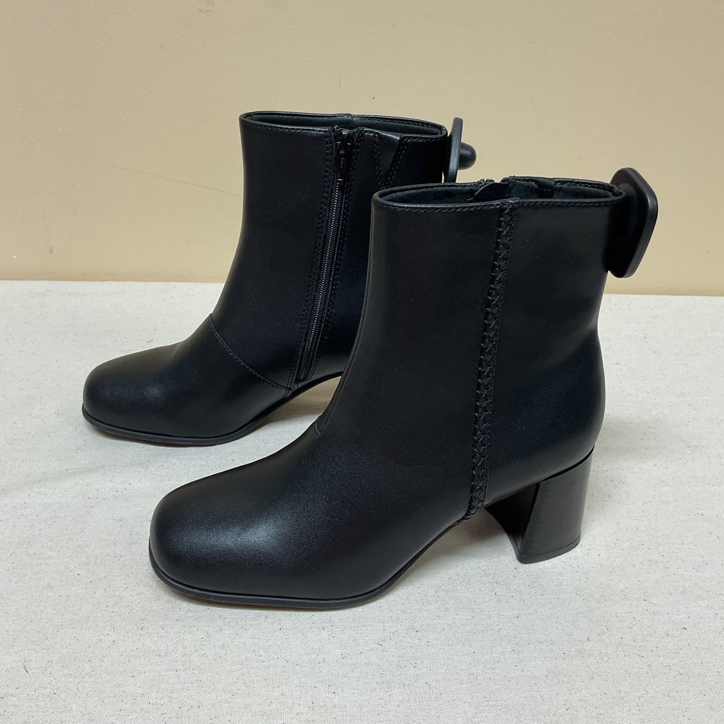 Boots Ankle Heels By Clarks In Black, Size:8