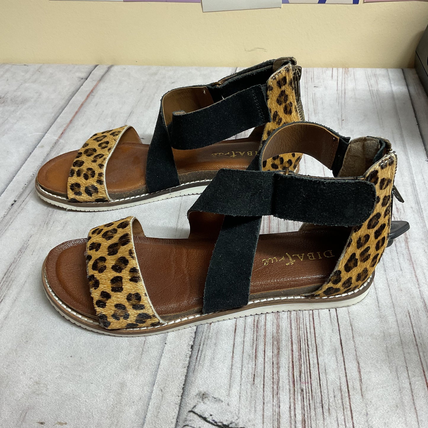 Sandals Flats By Diba In Animal Print, Size:6.5