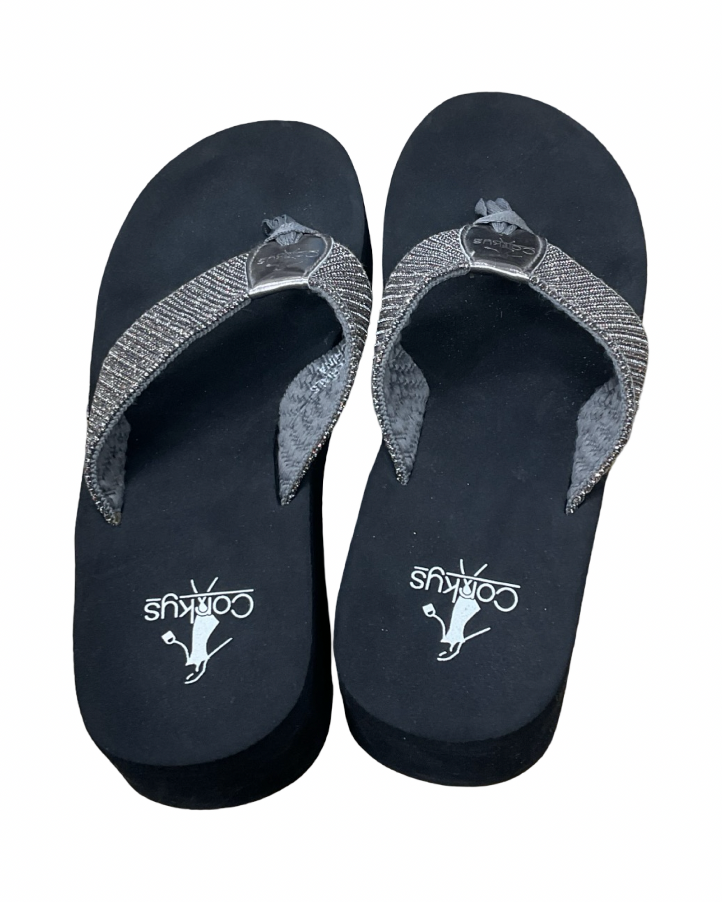 Sandals Heels Platform By Corkys In Silver, Size:7