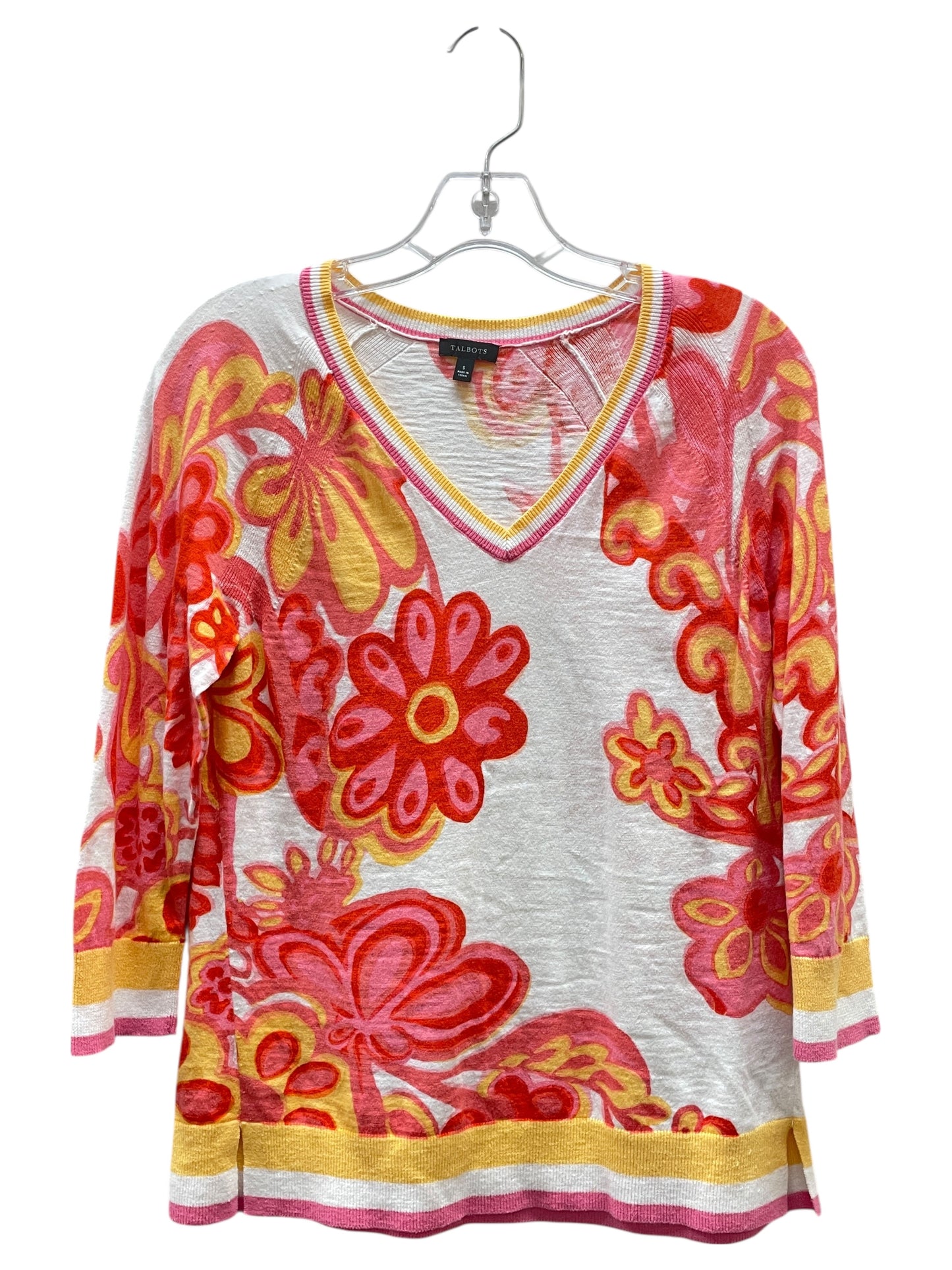 Sweater By Talbots In Orange & Pink, Size:S