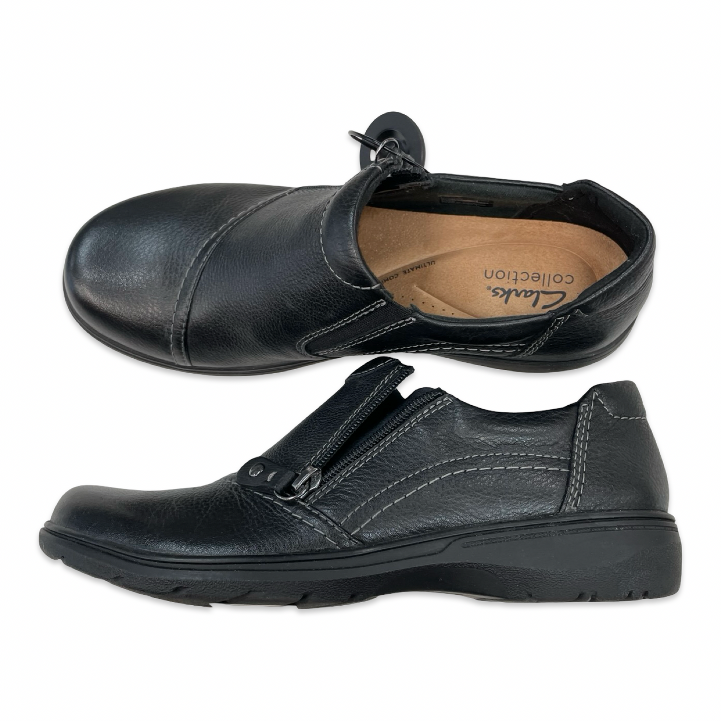 Shoes Flats By Clarks In Black, Size:9