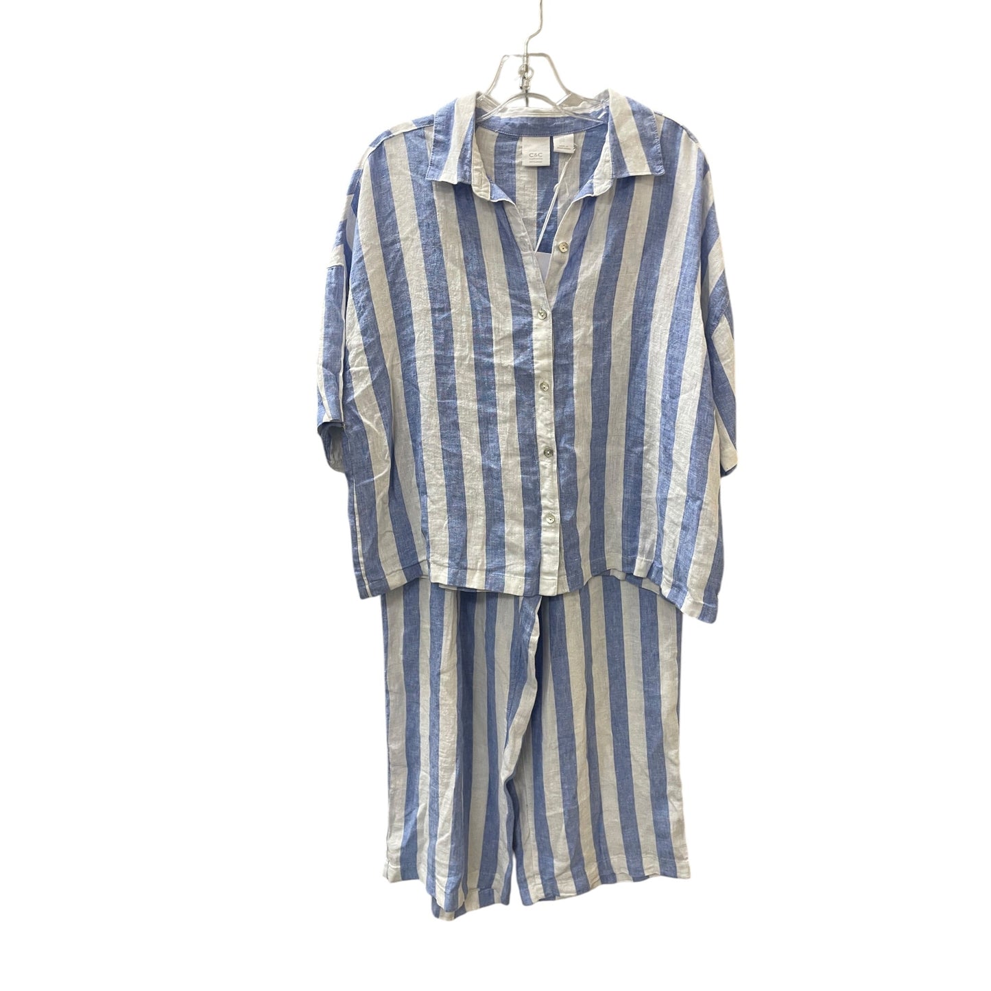 Pants Set 2Pc By C And C In Blue & White, Size:L