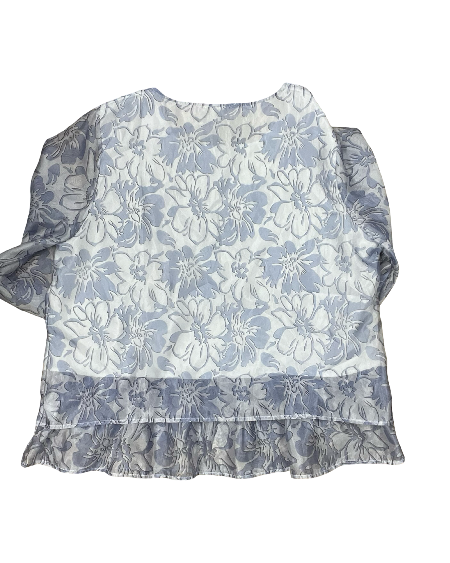Top 3/4 Sleeve By Clothes Mentor In Blue & White, Size:1X