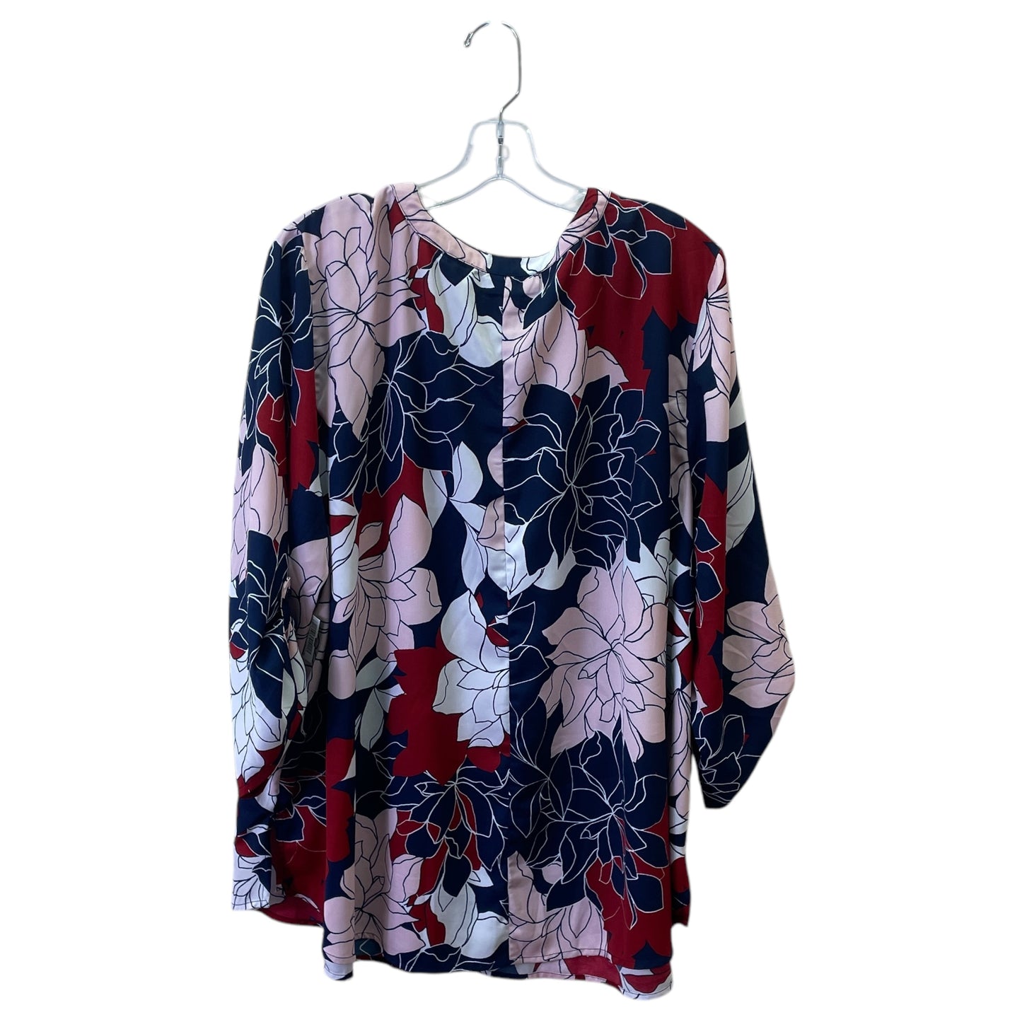 Top 3/4 Sleeve By Catherines In Blue & Red, Size:2X