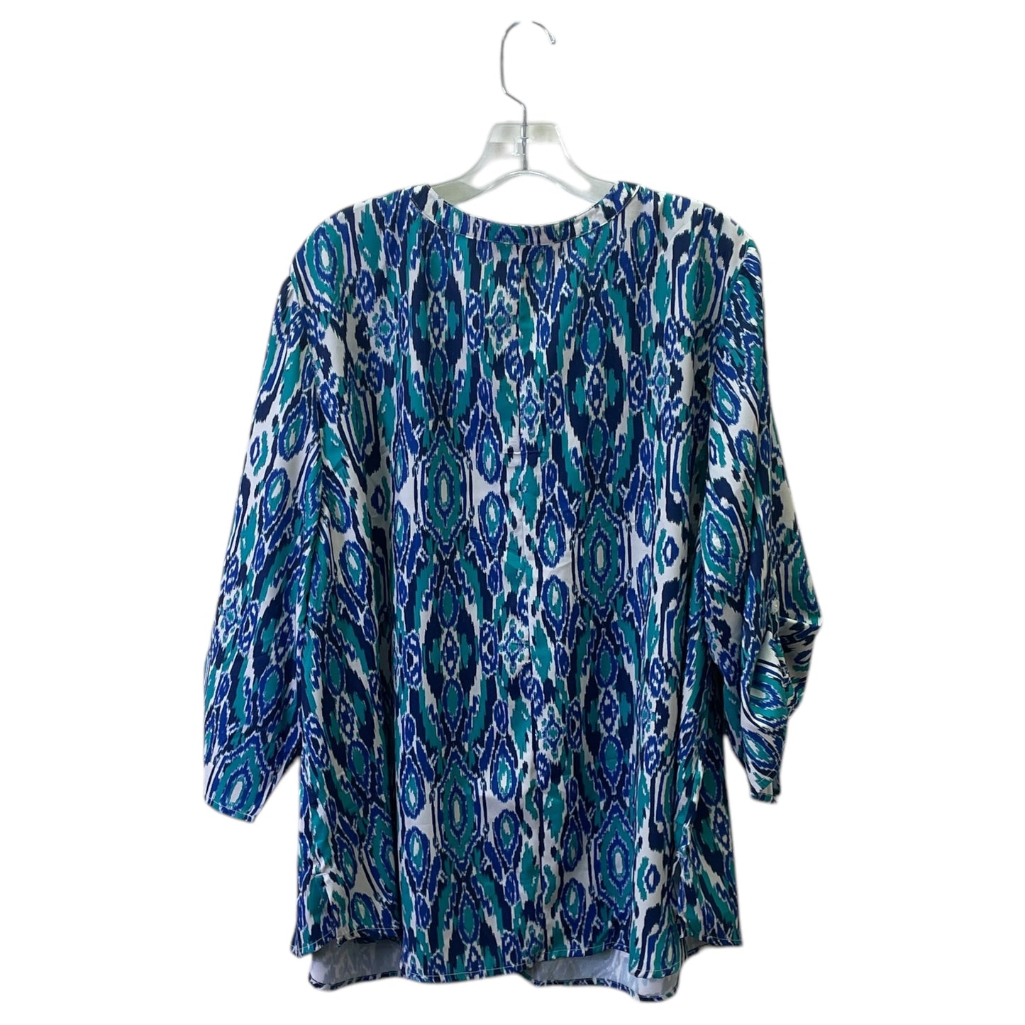 Top 3/4 Sleeve By Catherines In Blue & Green, Size:2X