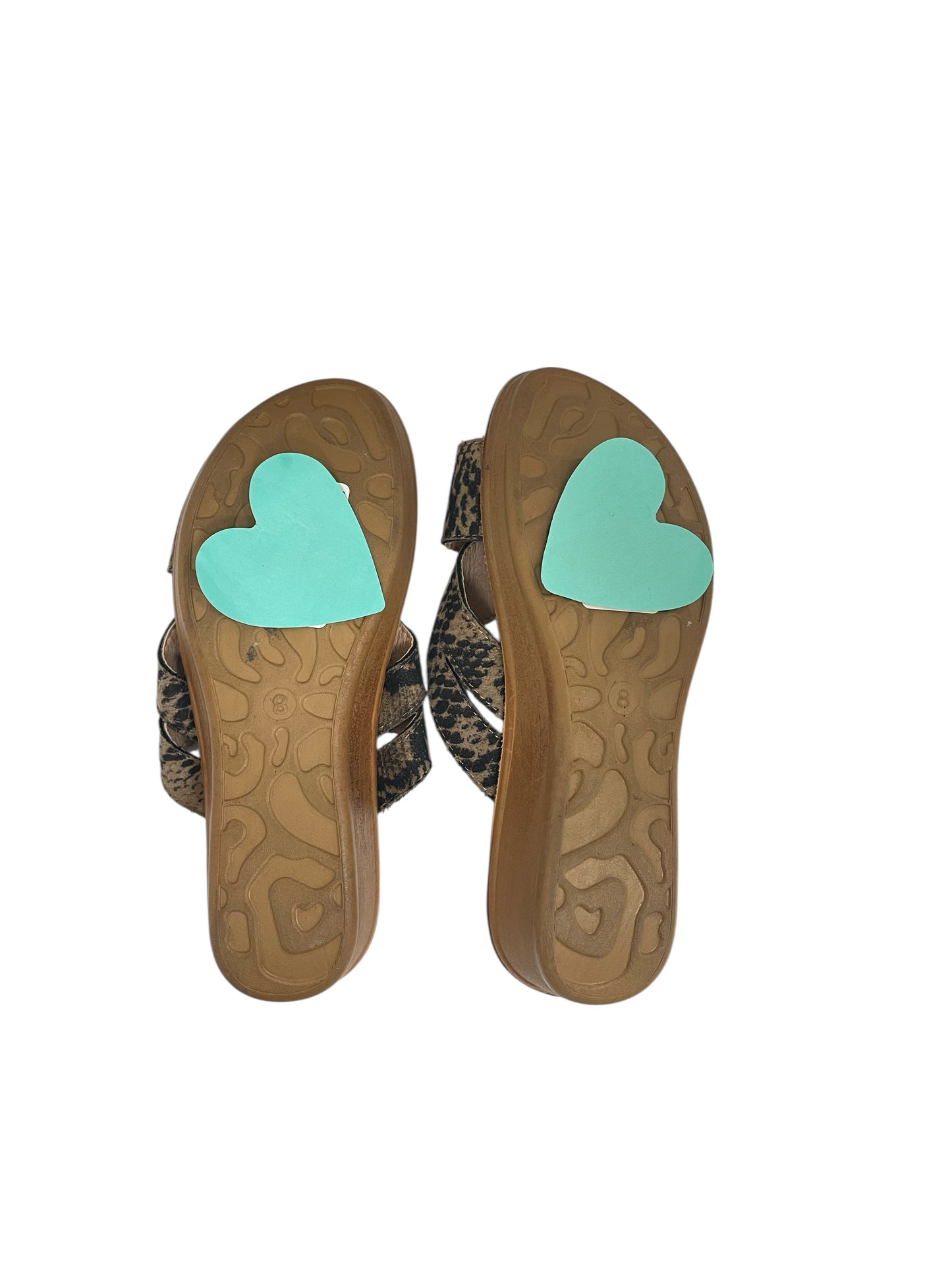 Sandals Flats By AMANDA BLUIn Animal Print, Size:8