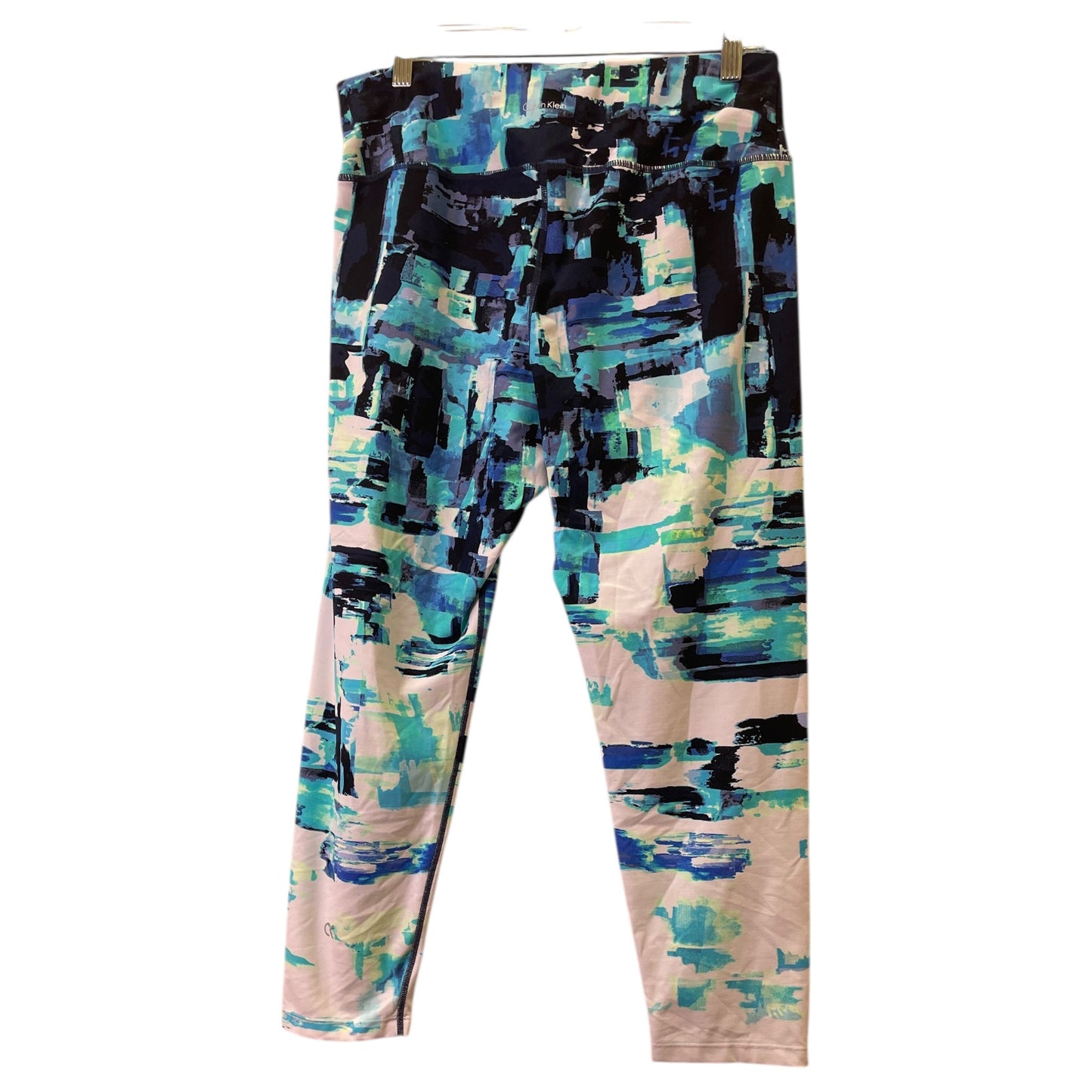 Athletic Leggings By Calvin Klein Performance In Blue & White, Size:Xl