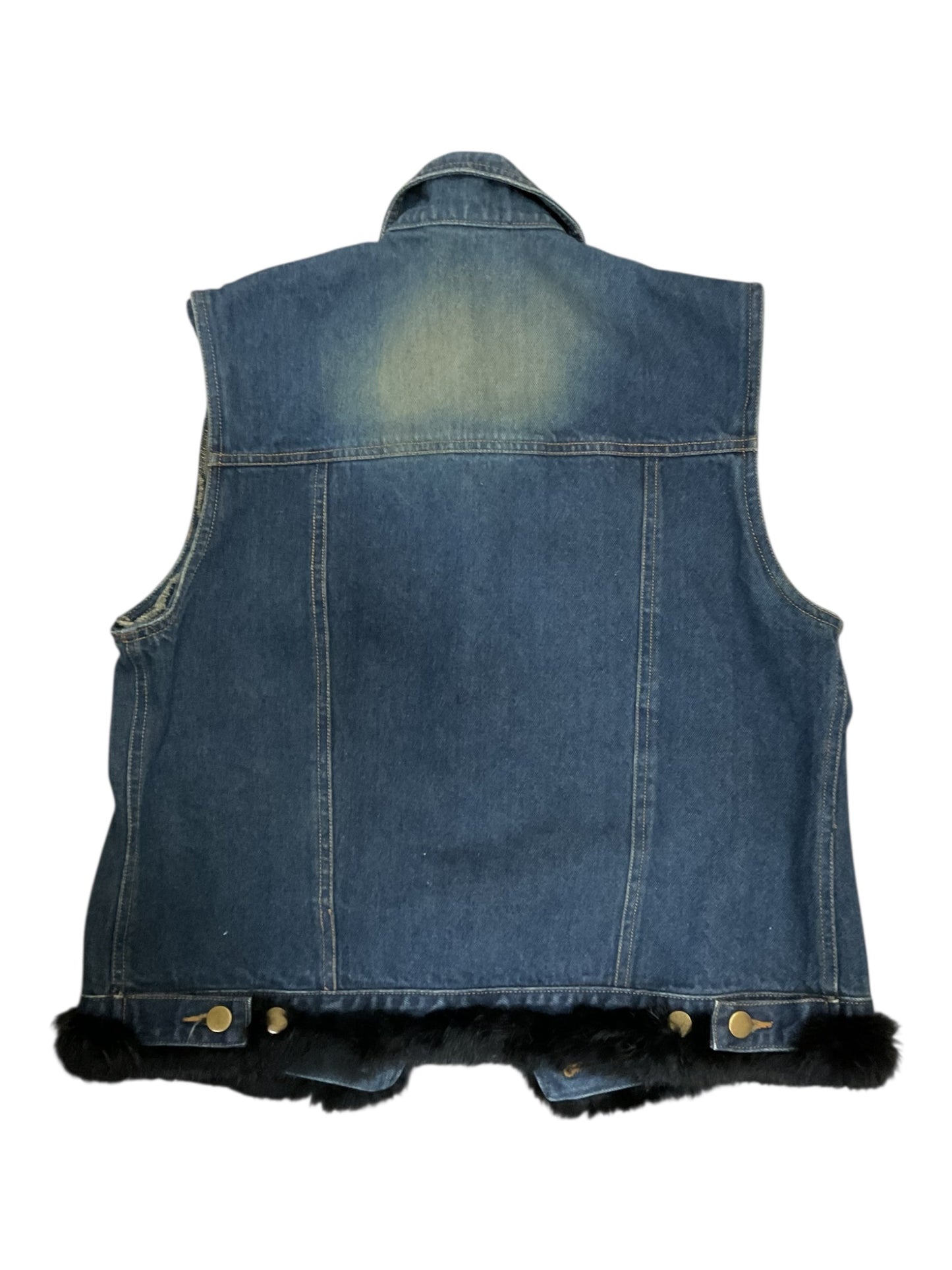 Vest Faux Fur & Sherpa By Mix It In Blue Denim, Size:Xl