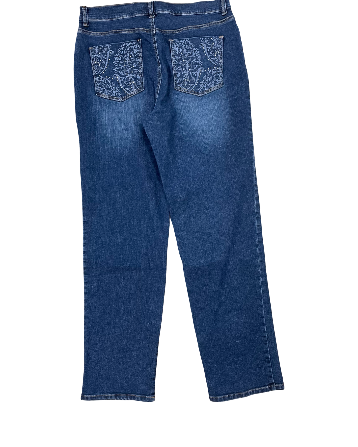 Jeans Straight By Gloria Vanderbilt In Blue Denim, Size:14