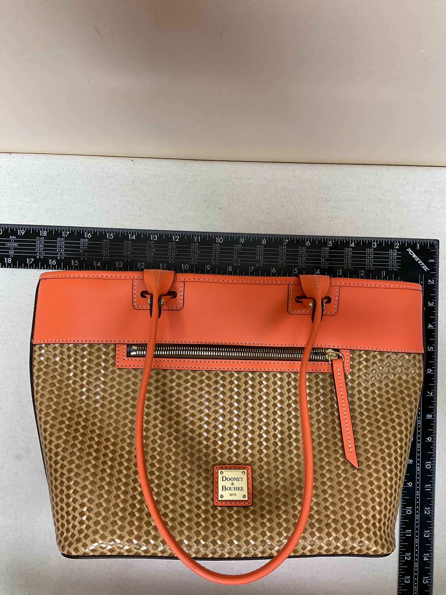 Handbag Designer By Dooney And Bourke In Brown & Orange, Size:Medium