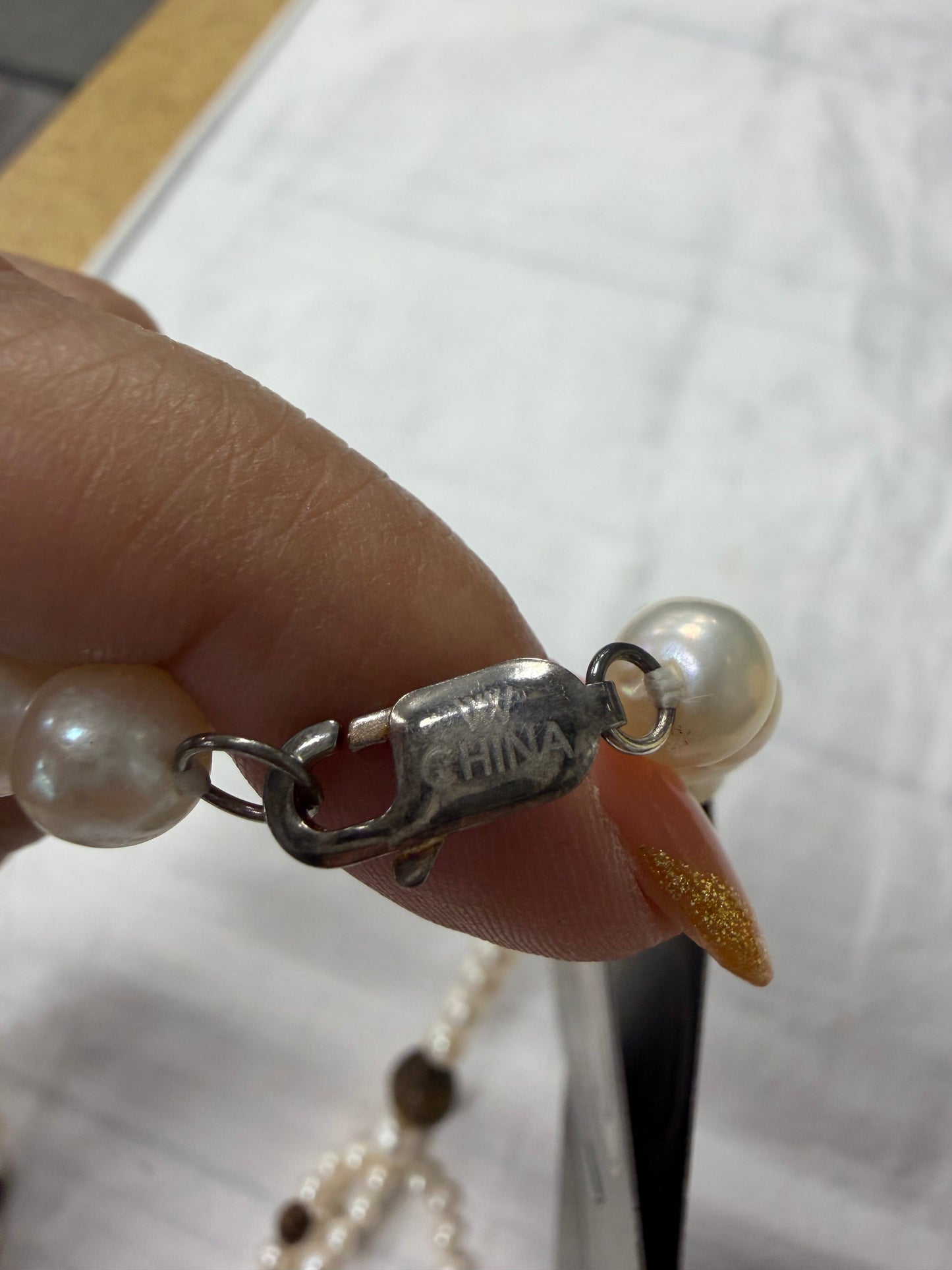 Necklace Statement By Cme In Brown & White