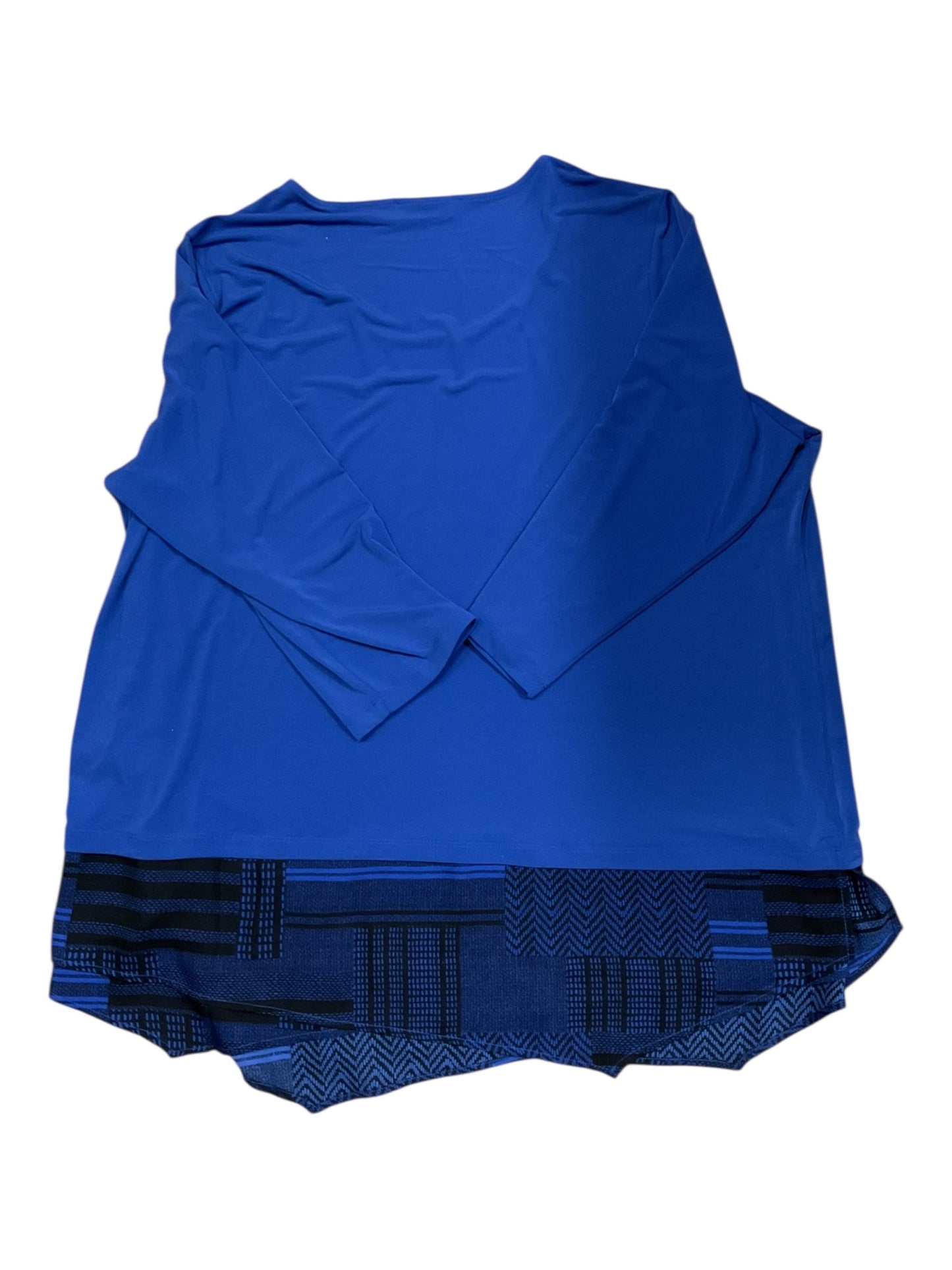 Top 3/4 Sleeve By Susan Graver In Blue, Size:3X