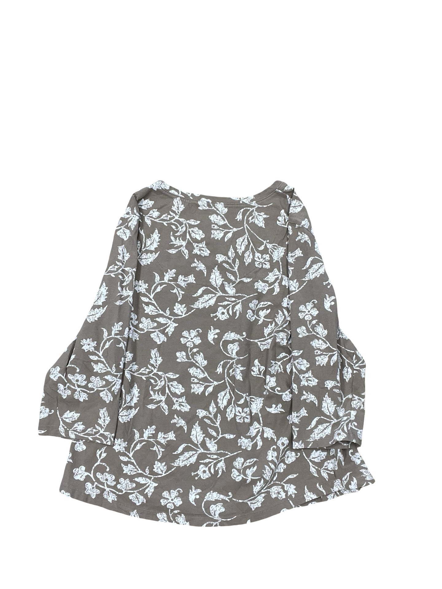 Top 3/4 Sleeve By D&Co. In Tan & White, Size:M