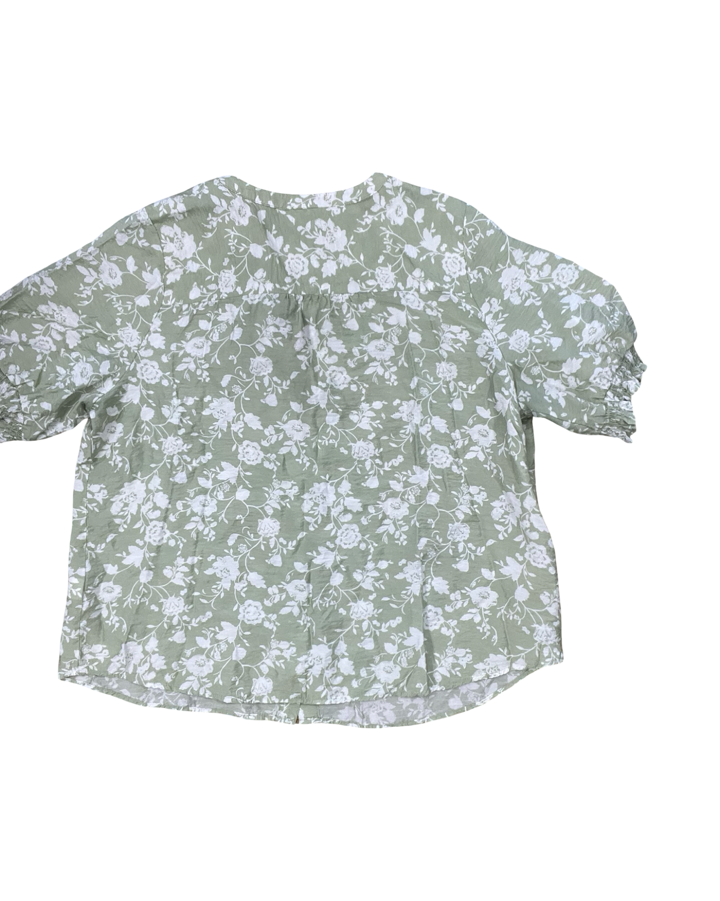 Blouse 3/4 Sleeve By Croft And Barrow In Green & White, Size:Xl