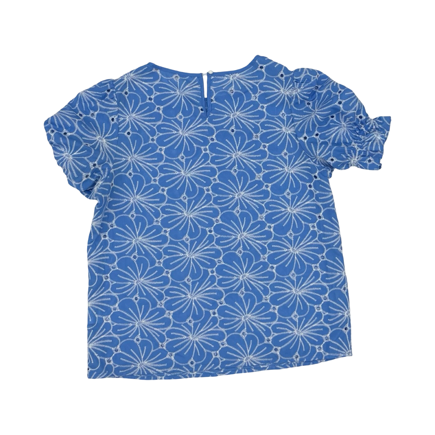 Blouse Ss By Clothes Mentor In Blue & White, Size:S