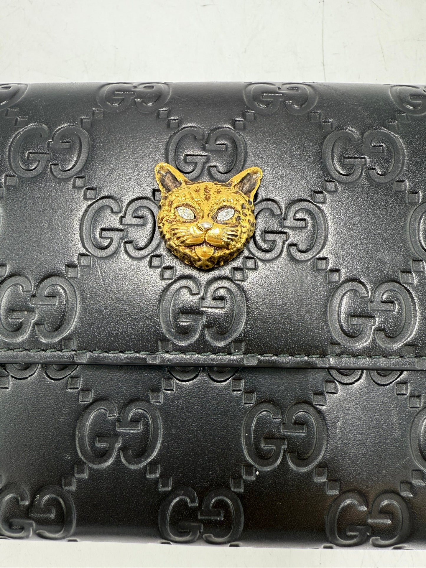 Gucci GG Guccissima Cat Continental Luxury Designer Wallet