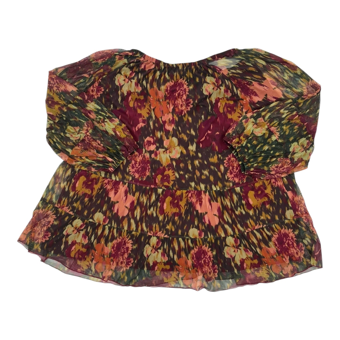 Blouse 3/4 Sleeve By Terra & Sky In Floral Print, Size:4X