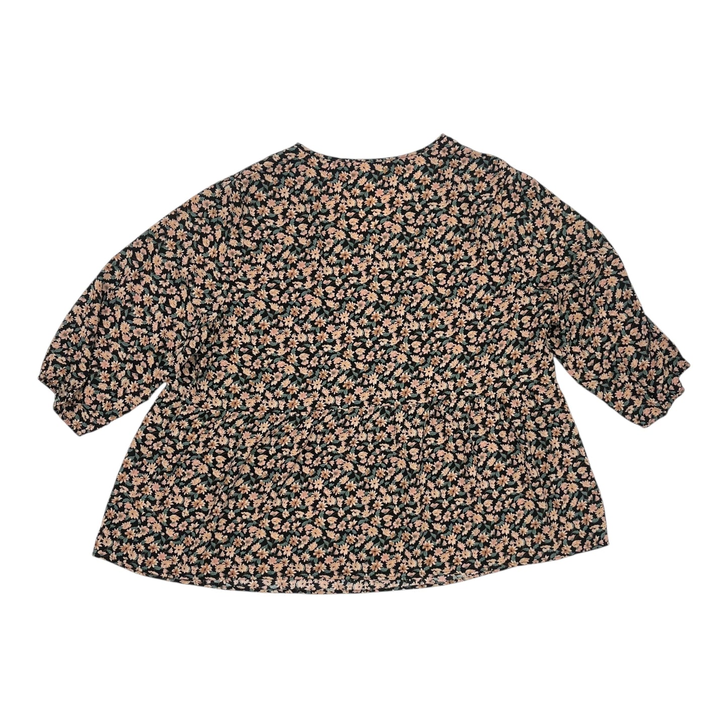 Blouse 3/4 Sleeve By Agnes Orinda In Floral Print, Size:2X