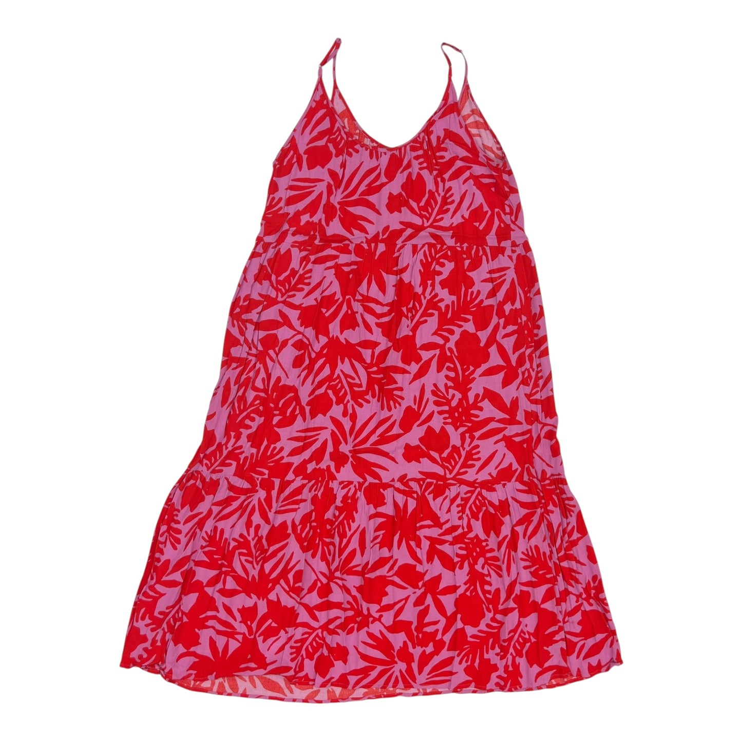 Dress Casual Midi By Loft In Pink & Red, Size:Xs