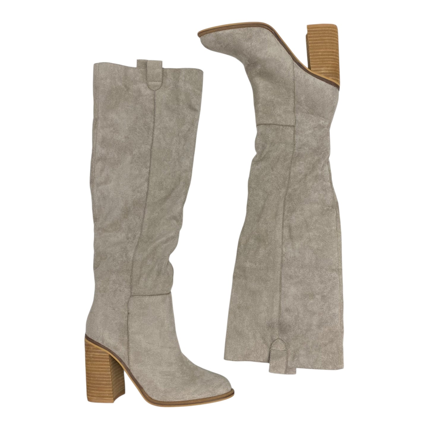 Boots Knee Heels By Clothes Mentor In Tan, Size:6