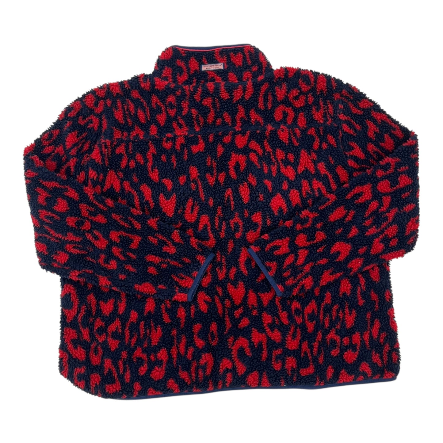 Jacket Faux Fur & Sherpa By Vineyard Vines In Blue & Red, Size:3X