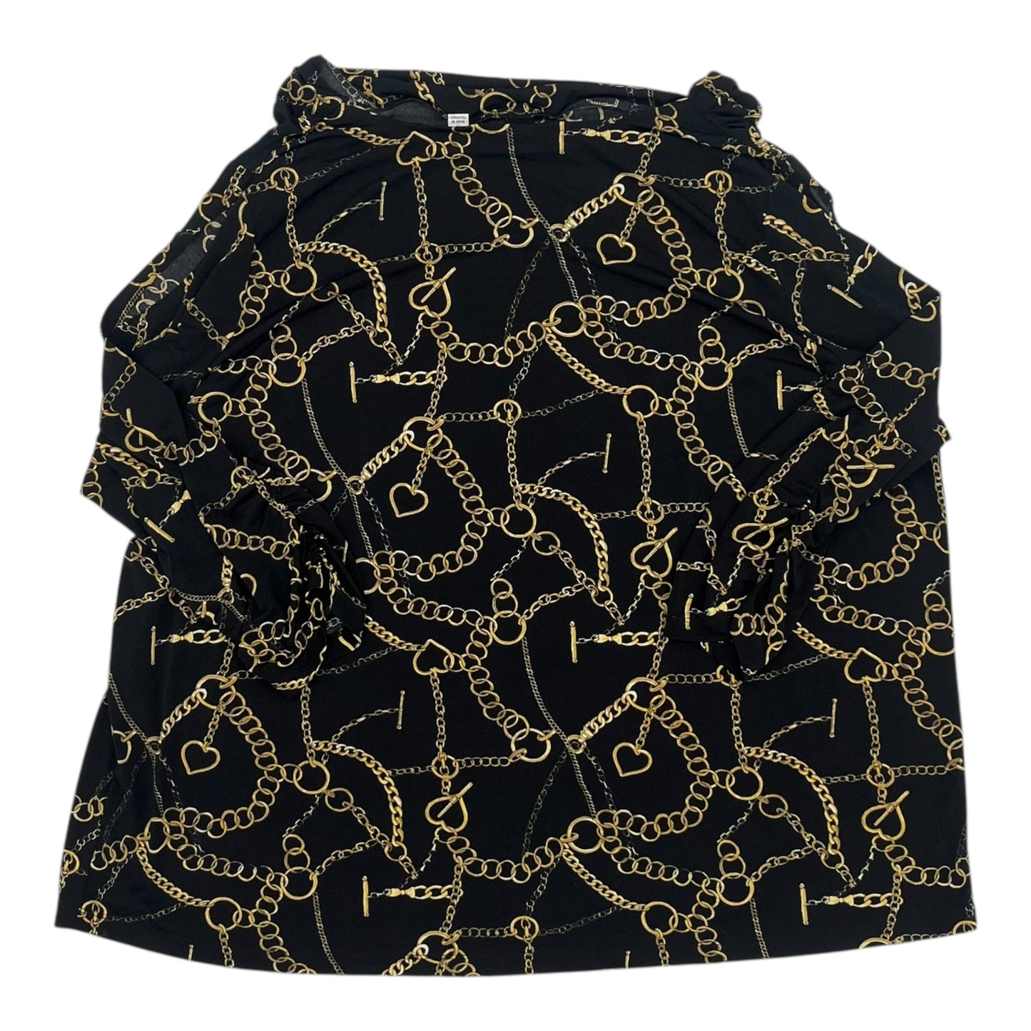 Blouse 3/4 Sleeve By Susan Graver In Black, Size:3X