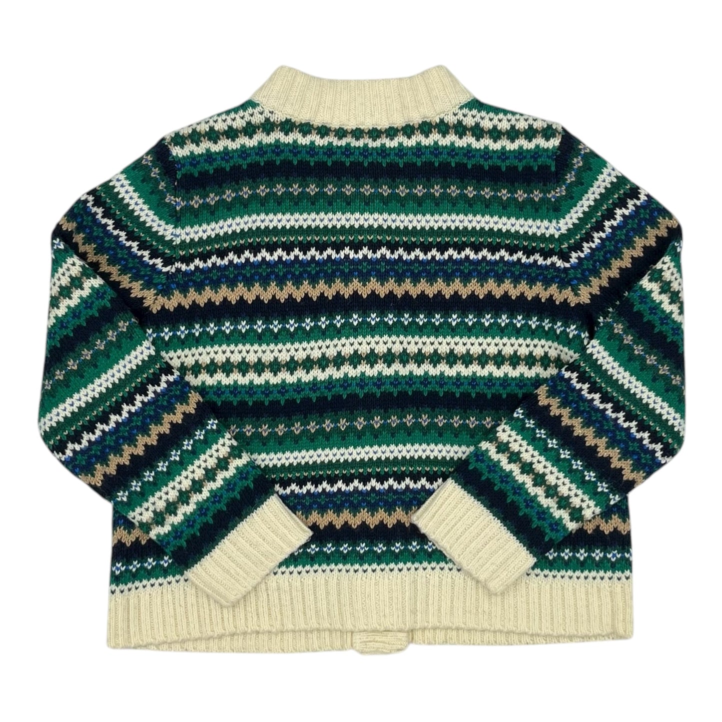 Sweater Cardigan By Talbots In Cream & Green, Size:Lp