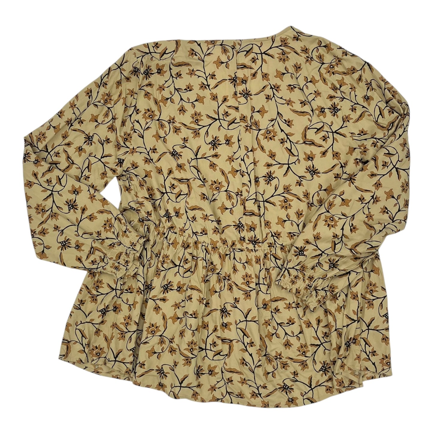 Blouse Ls By Lane Bryant In Tan, Size:1X