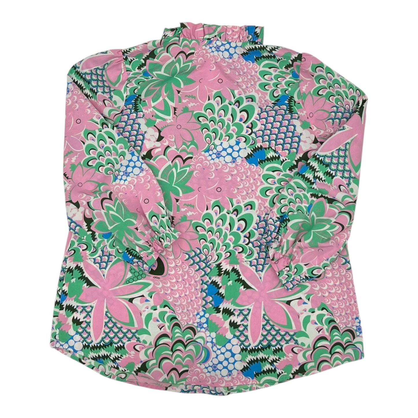 Blouse Ls By Jodifl In Green & Pink, Size:S