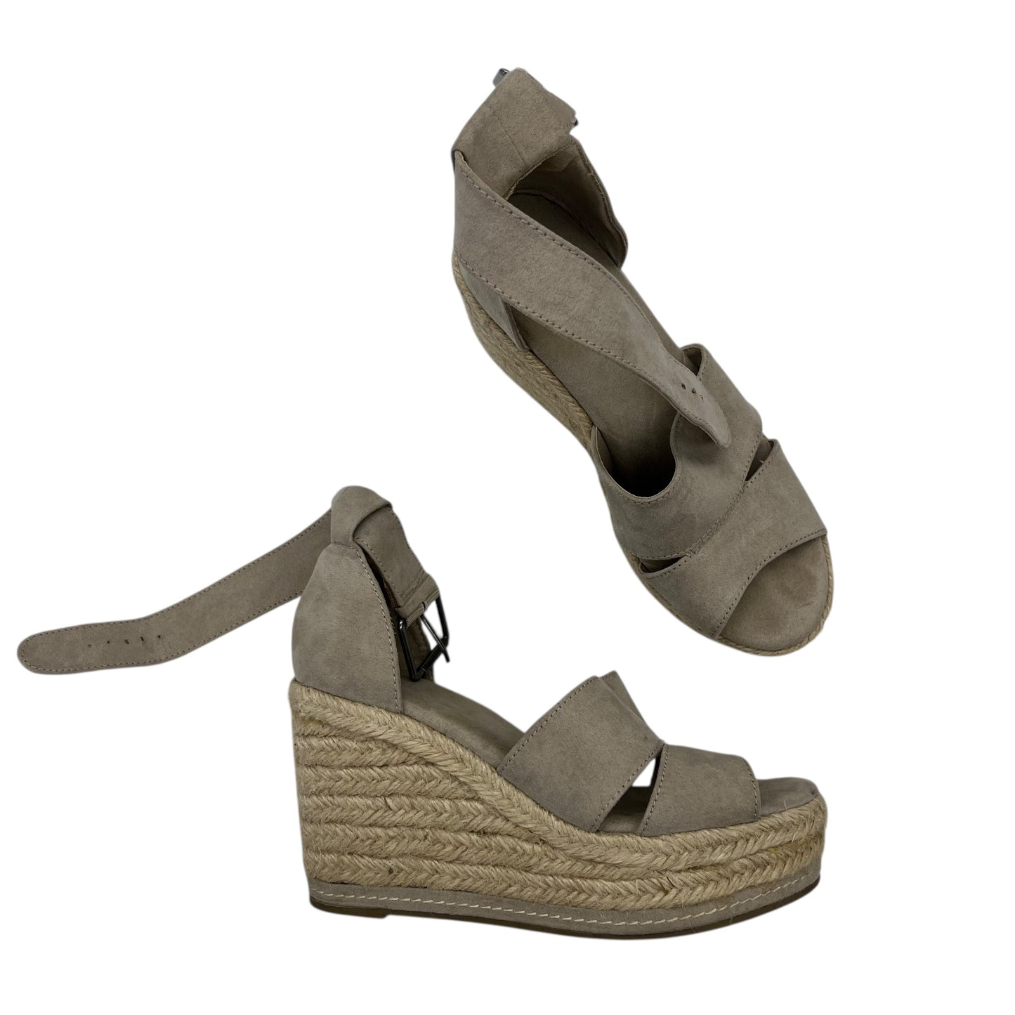 Sandals Heels Wedge By Cme In Tan, Size:7