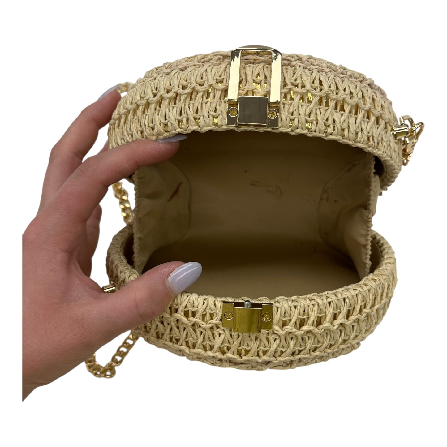 Crossbody By Clothes Mentor In Gold & Tan, Size:Small