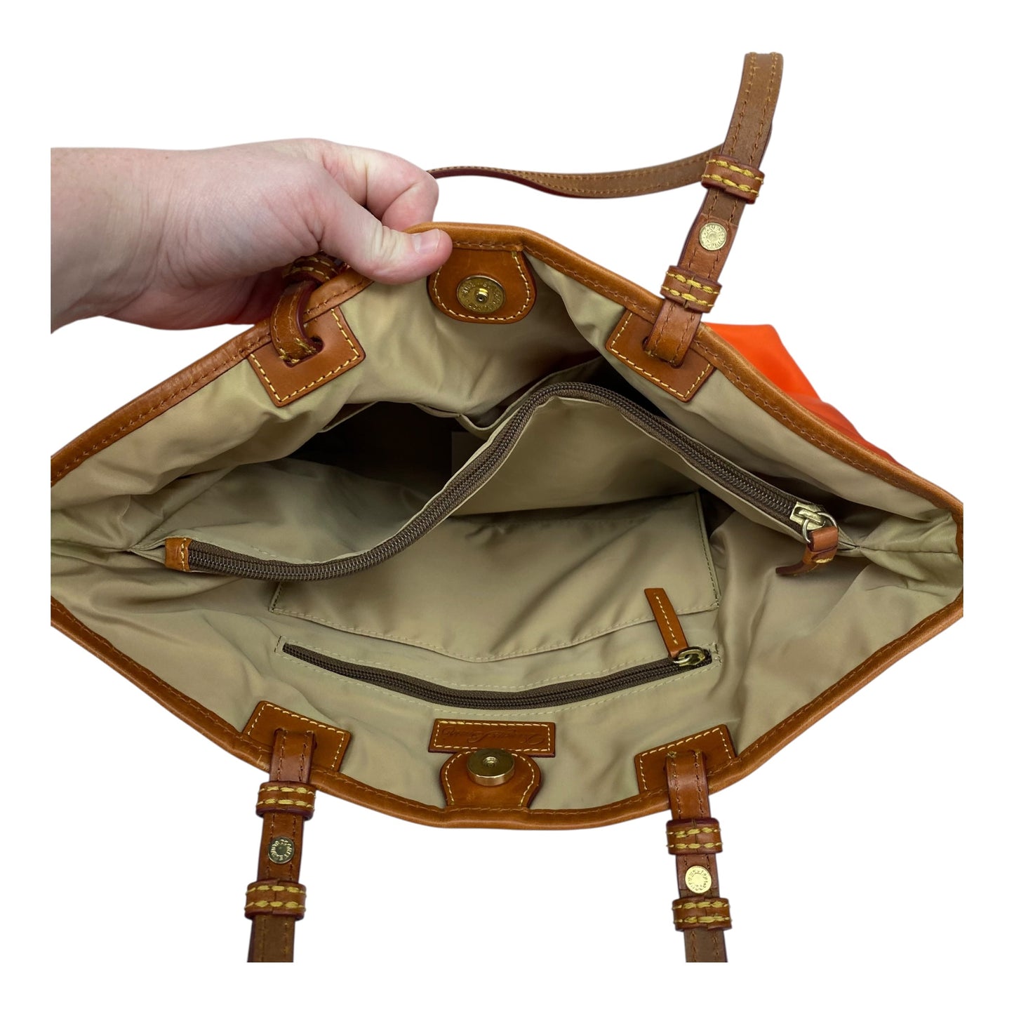 Handbag Designer By Dooney And Bourke In Orange, Size:Medium