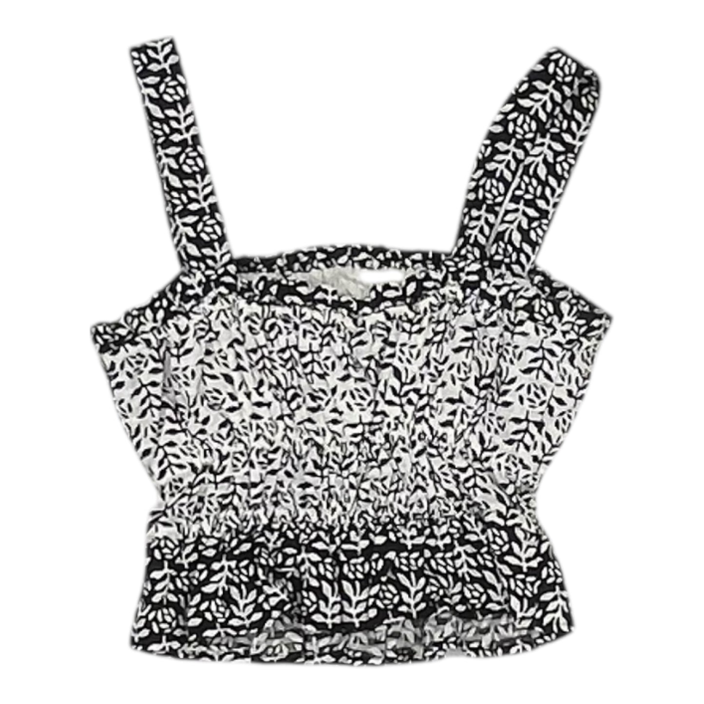 Blouse Ss By Loft In Black & White, Size:Xxs