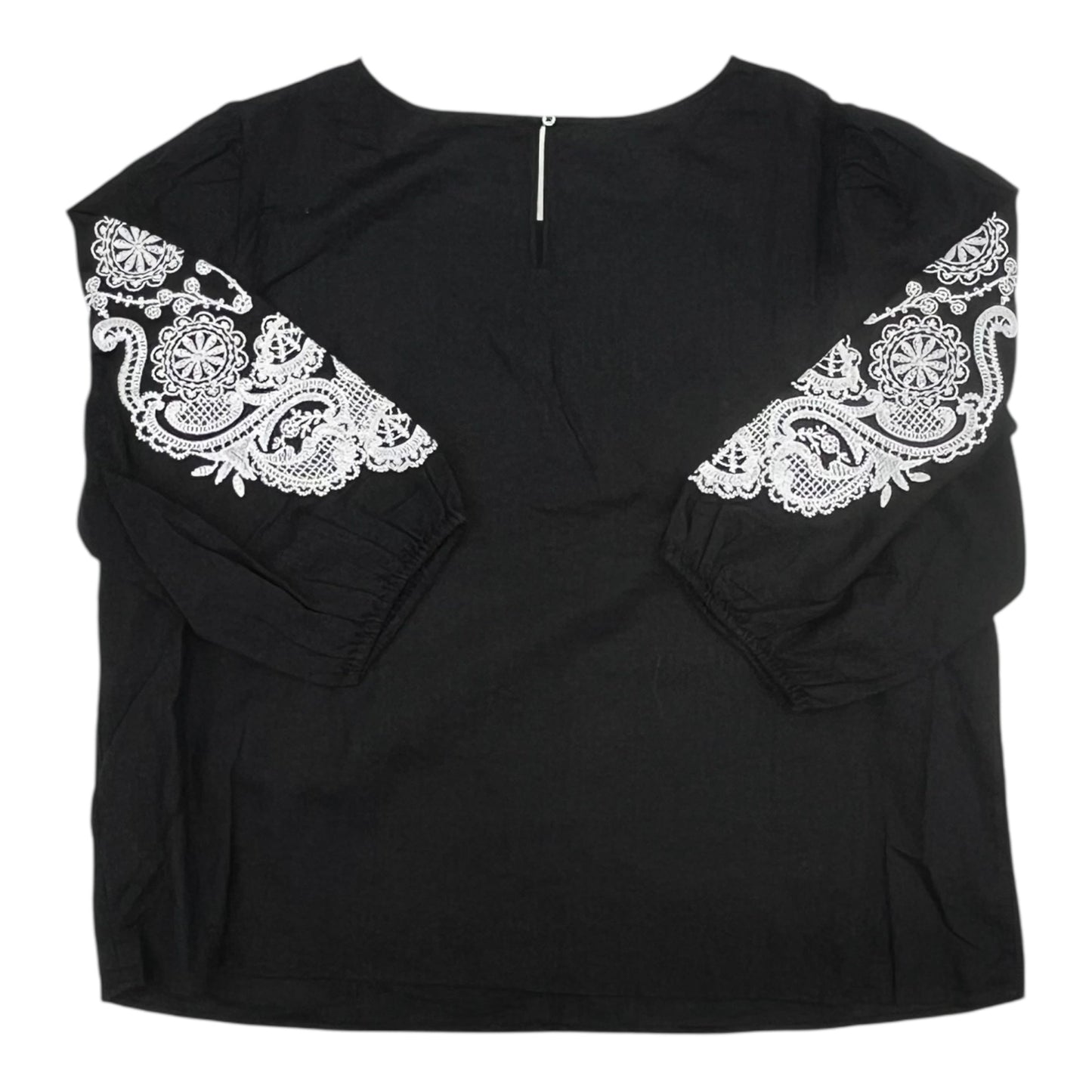 Blouse 3/4 Sleeve By Talbots In Black & White, Size:2X