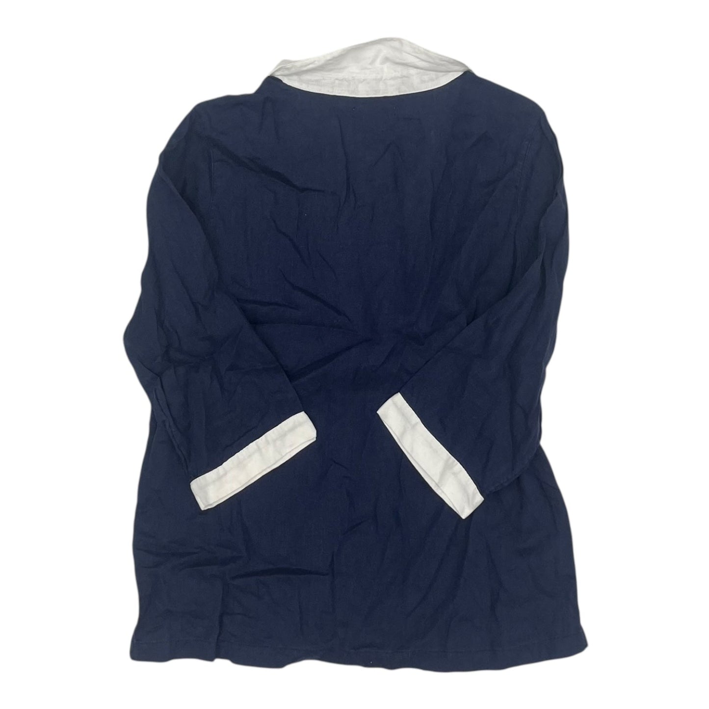 Blouse 3/4 Sleeve By Isaac Mizrahi In Navy, Size:L