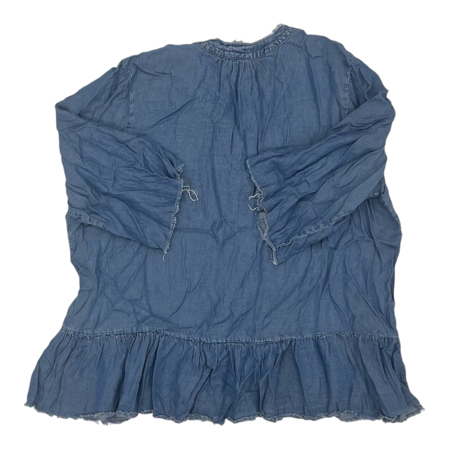 Top 3/4 Sleeve By Melissa Mccarthy In Blue Denim, Size:1X