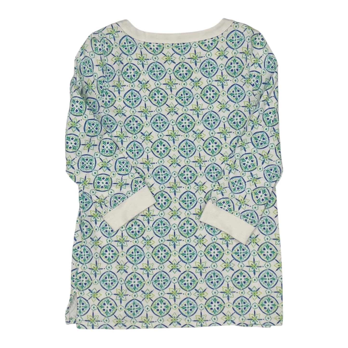 Top 3/4 Sleeve By Talbots In Green & White, Size:M
