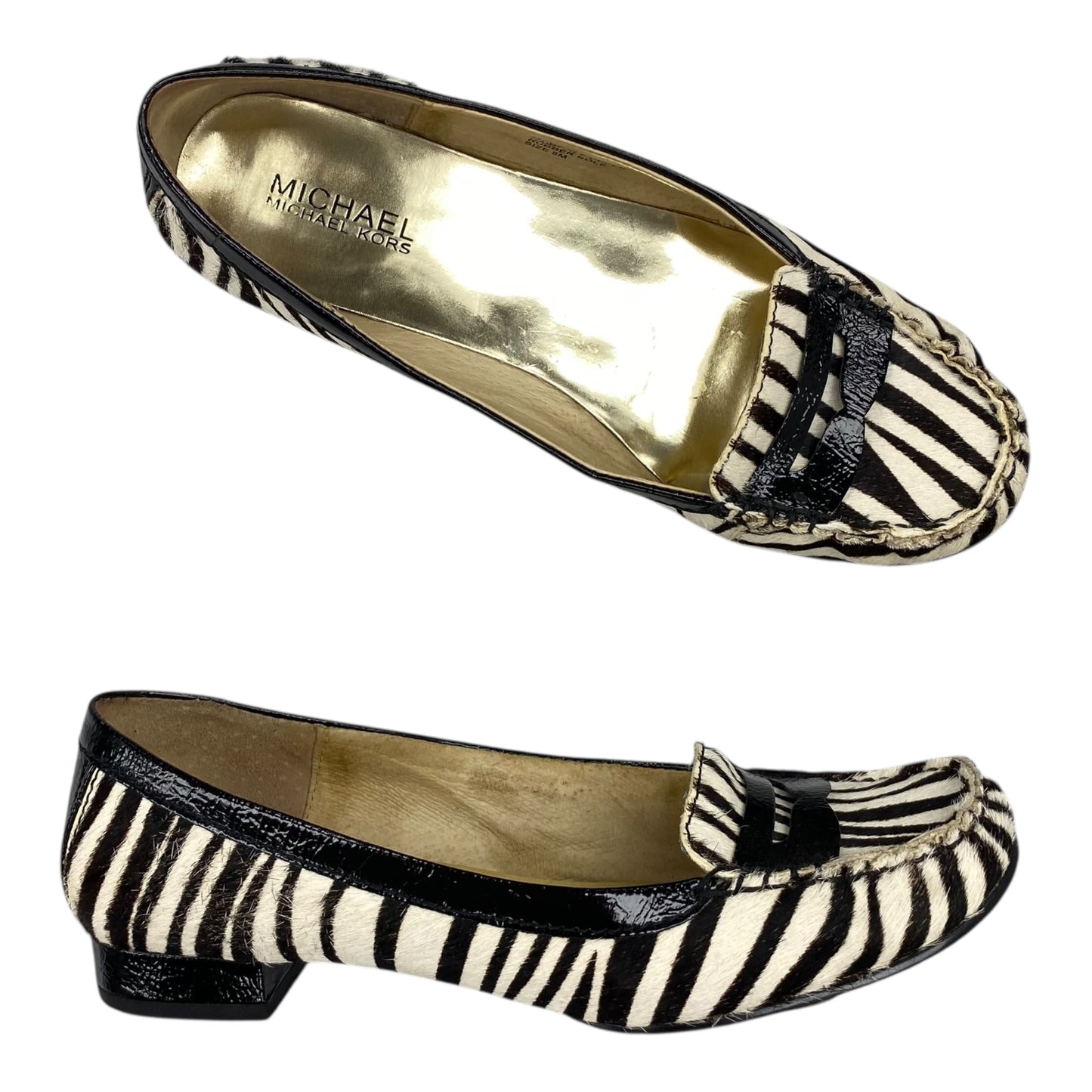 Shoes Designer By Michael Kors In Zebra Print, Size:8
