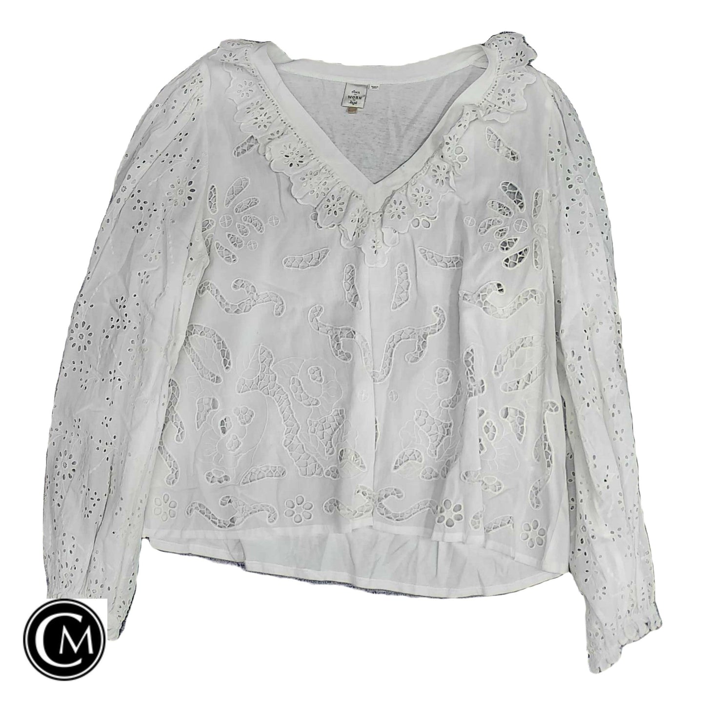 Blouse Ls By Anthropologie In Ivory, Size: Xl image 1