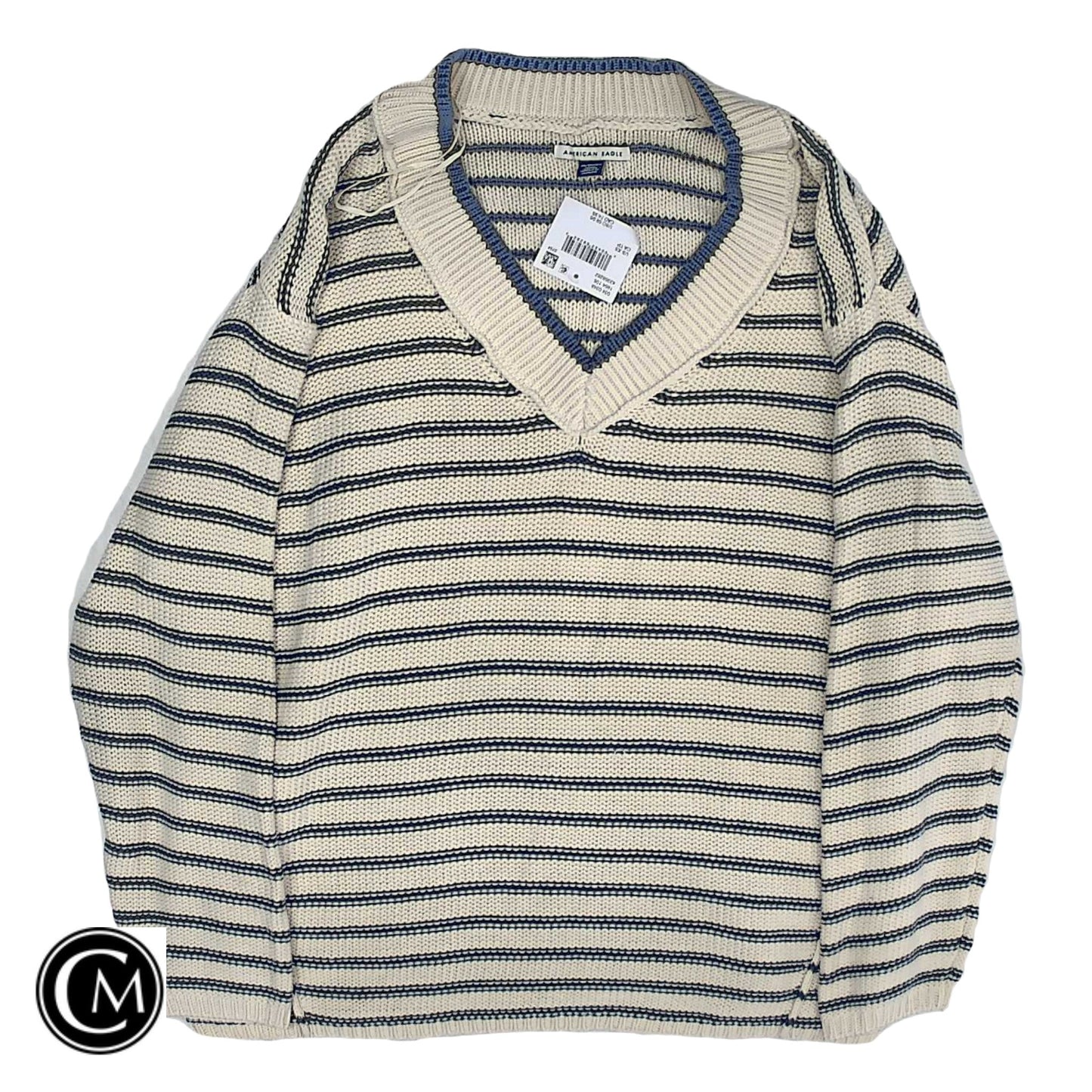 Sweater By American Eagle In Blue & Cream, Size: Xs
