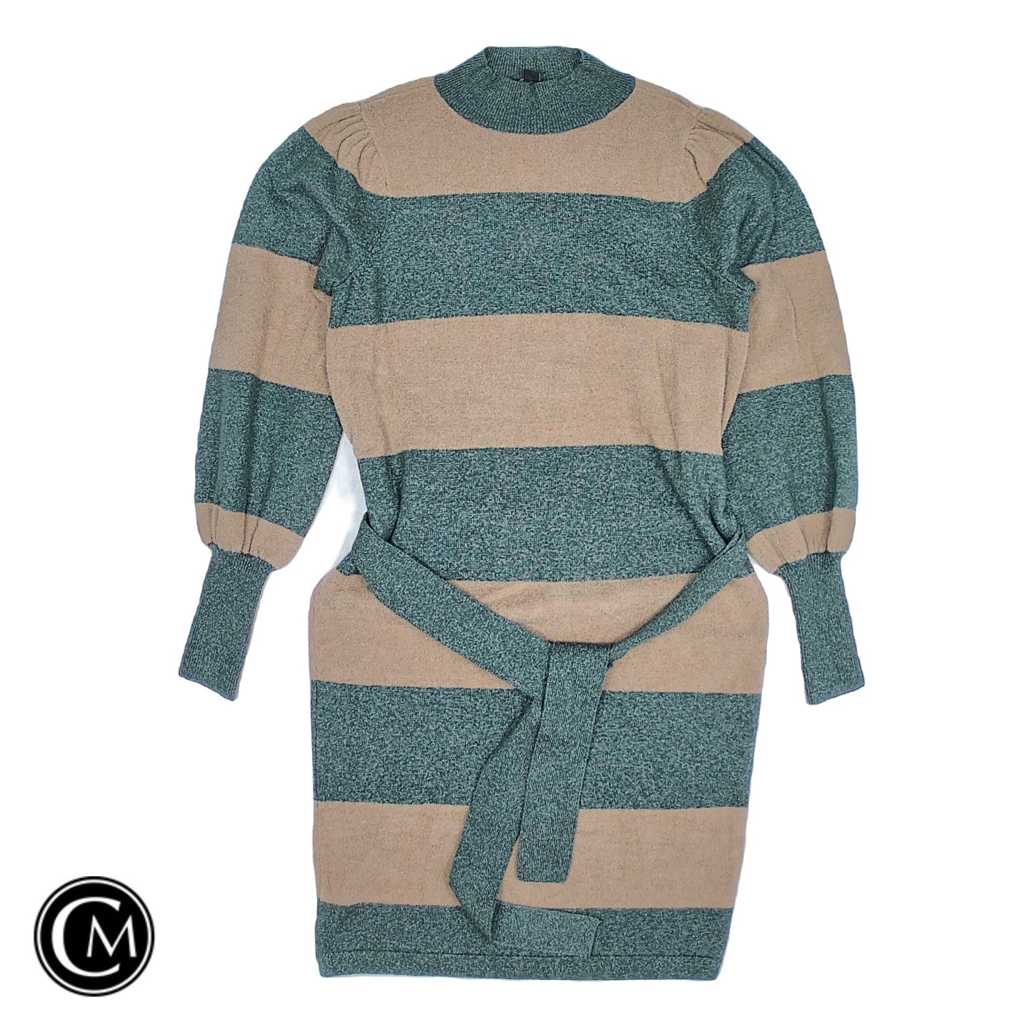 Dress Sweater By Ann Taylor In Green & Tan, Size: Xs image 1