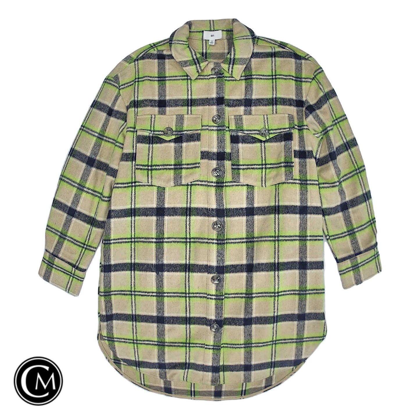 Jacket Shirt By Bp In Black & Tan, Size: M