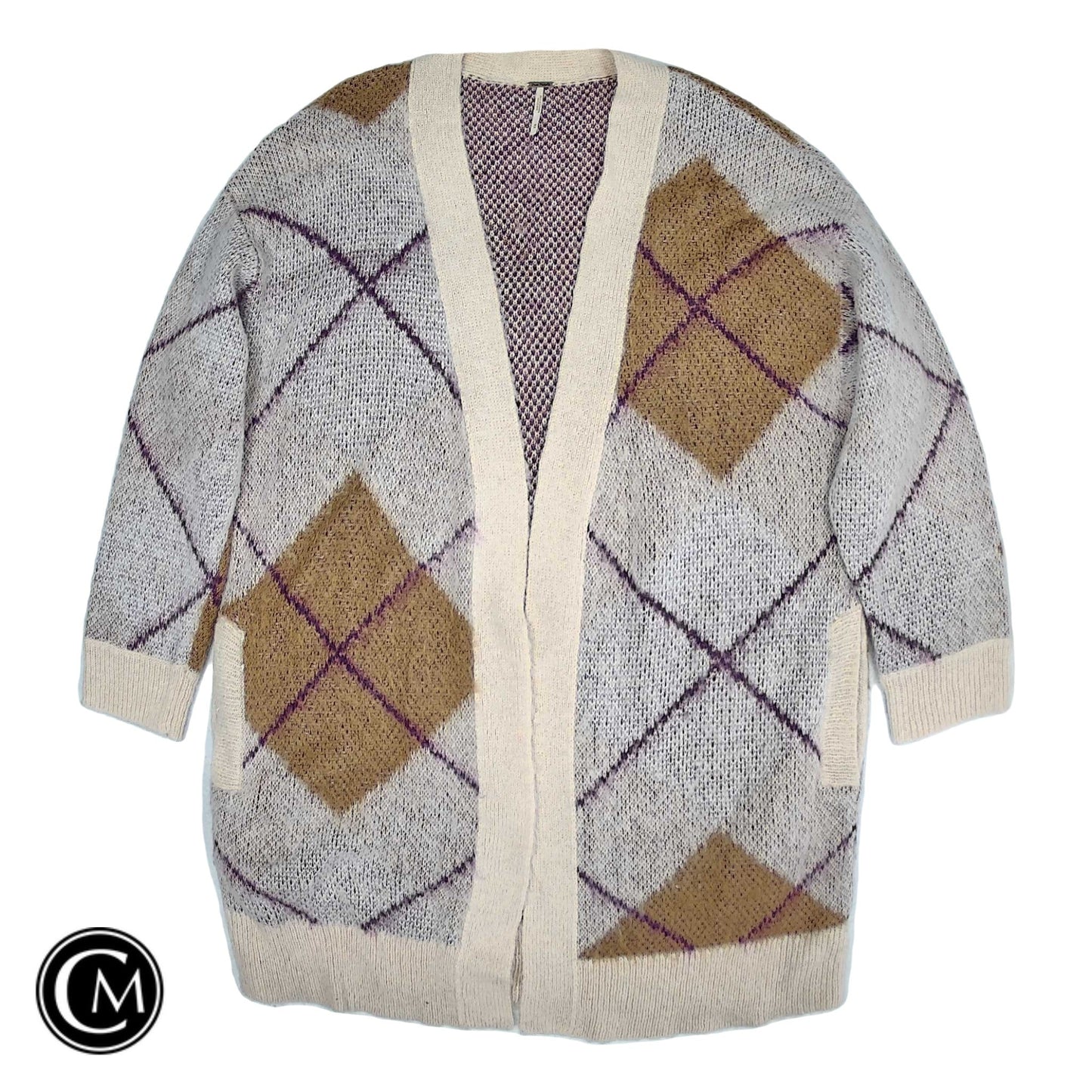 Cardigan By Free People In Purple & Tan, Size: M