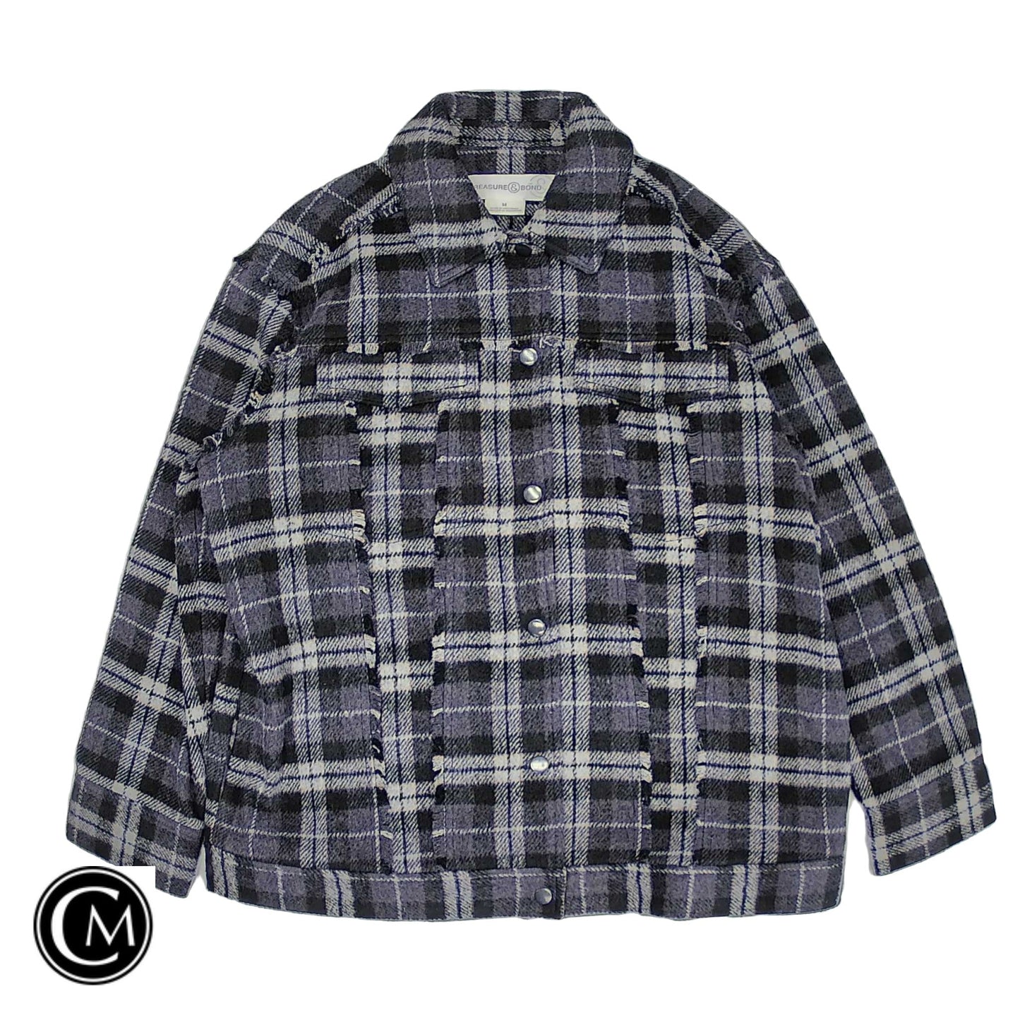 Jacket Shirt By Treasure And Bond In Plaid Pattern, Size: M