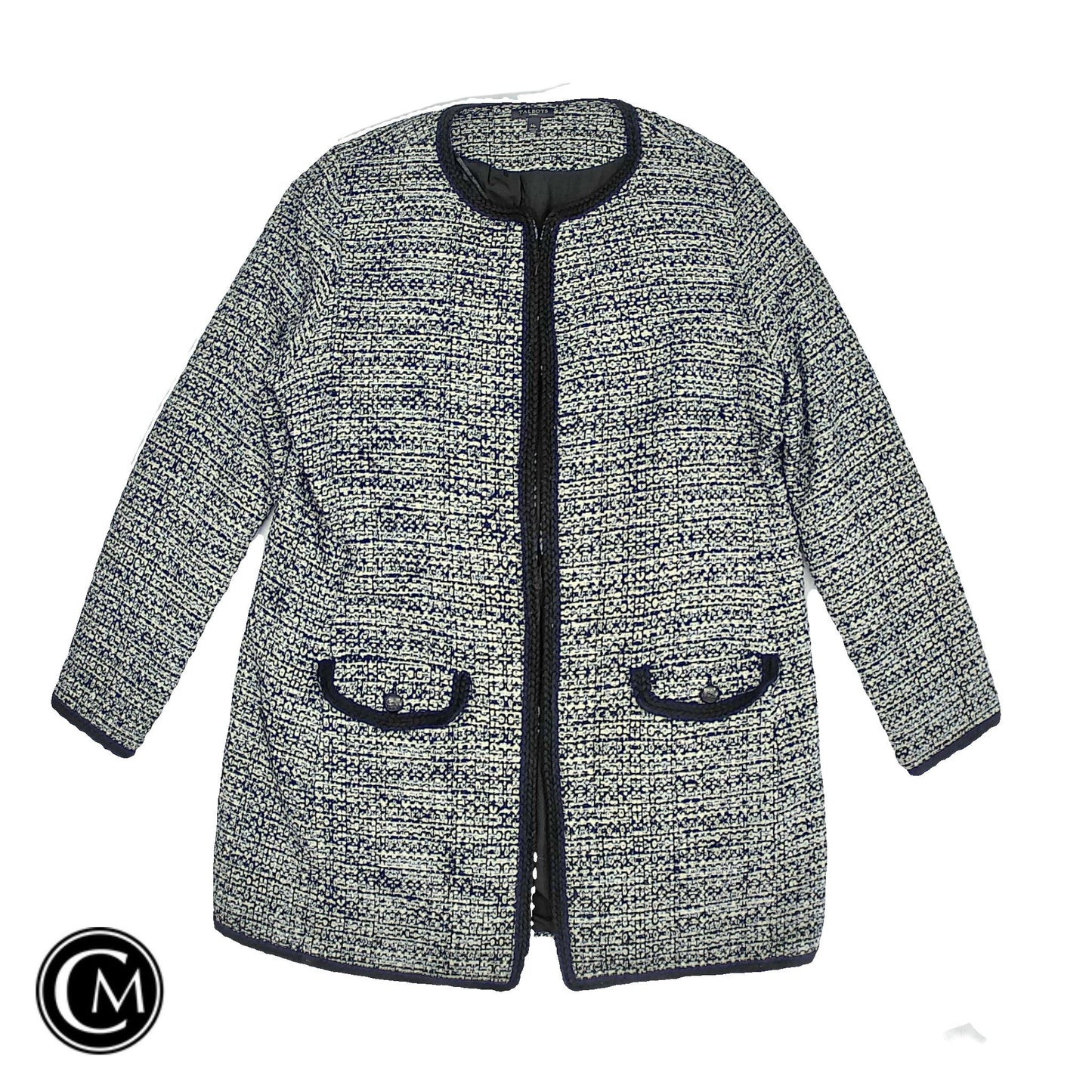 Blazer By Talbots In Black & White, Size: Mp