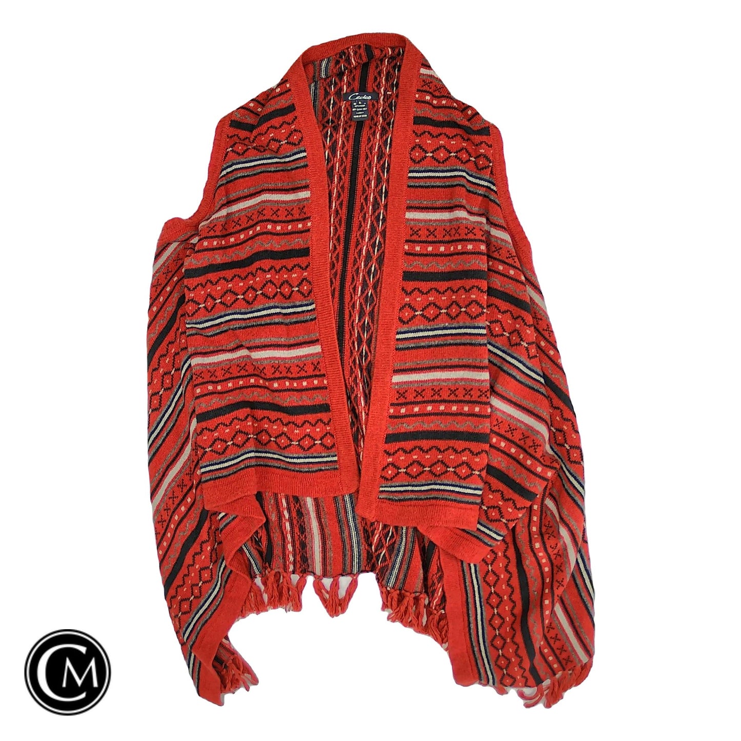 Sweater Cardigan By Cecico In Orange, Size: L