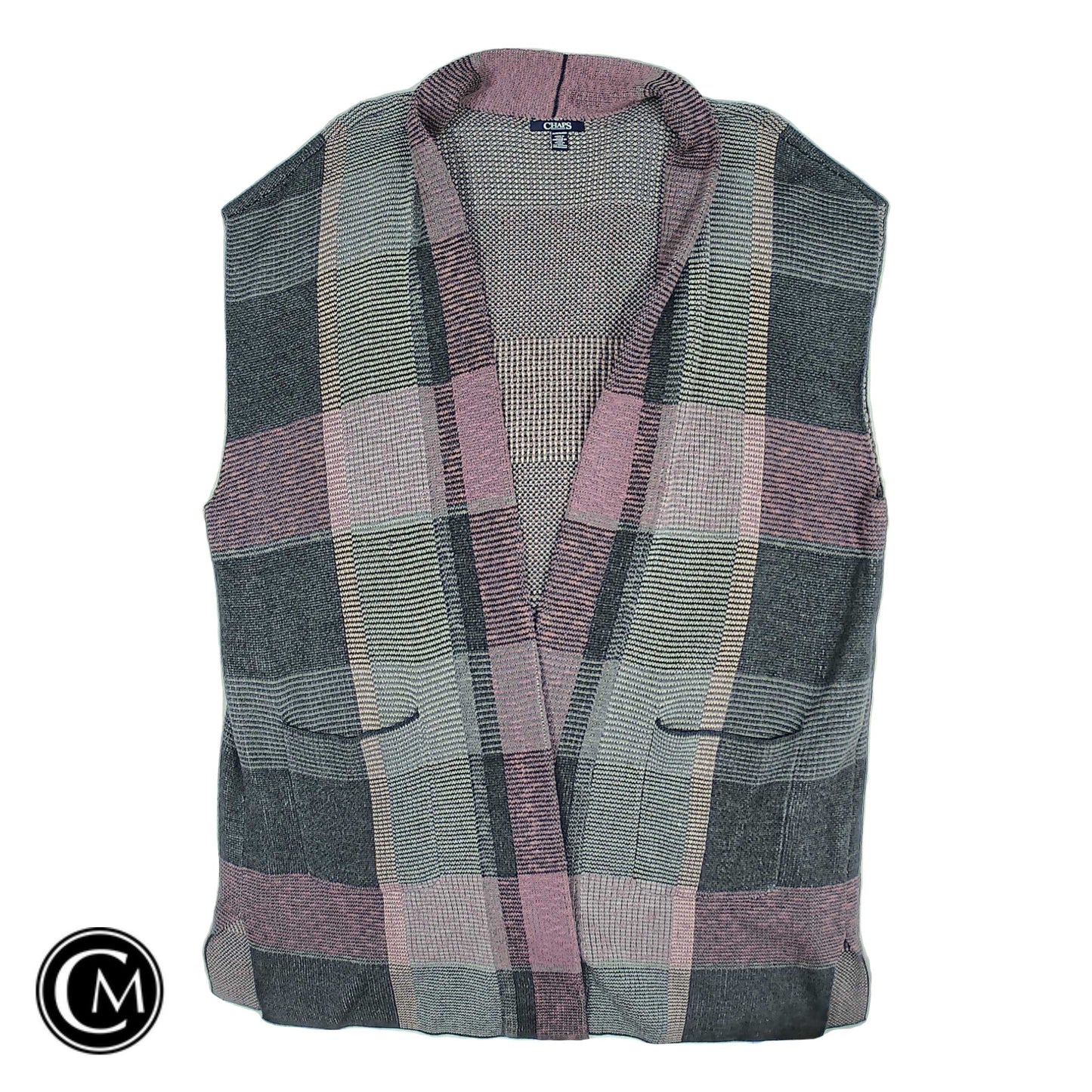Sweater Cardigan By Chaps In Plaid Pattern, Size: 3x image 1