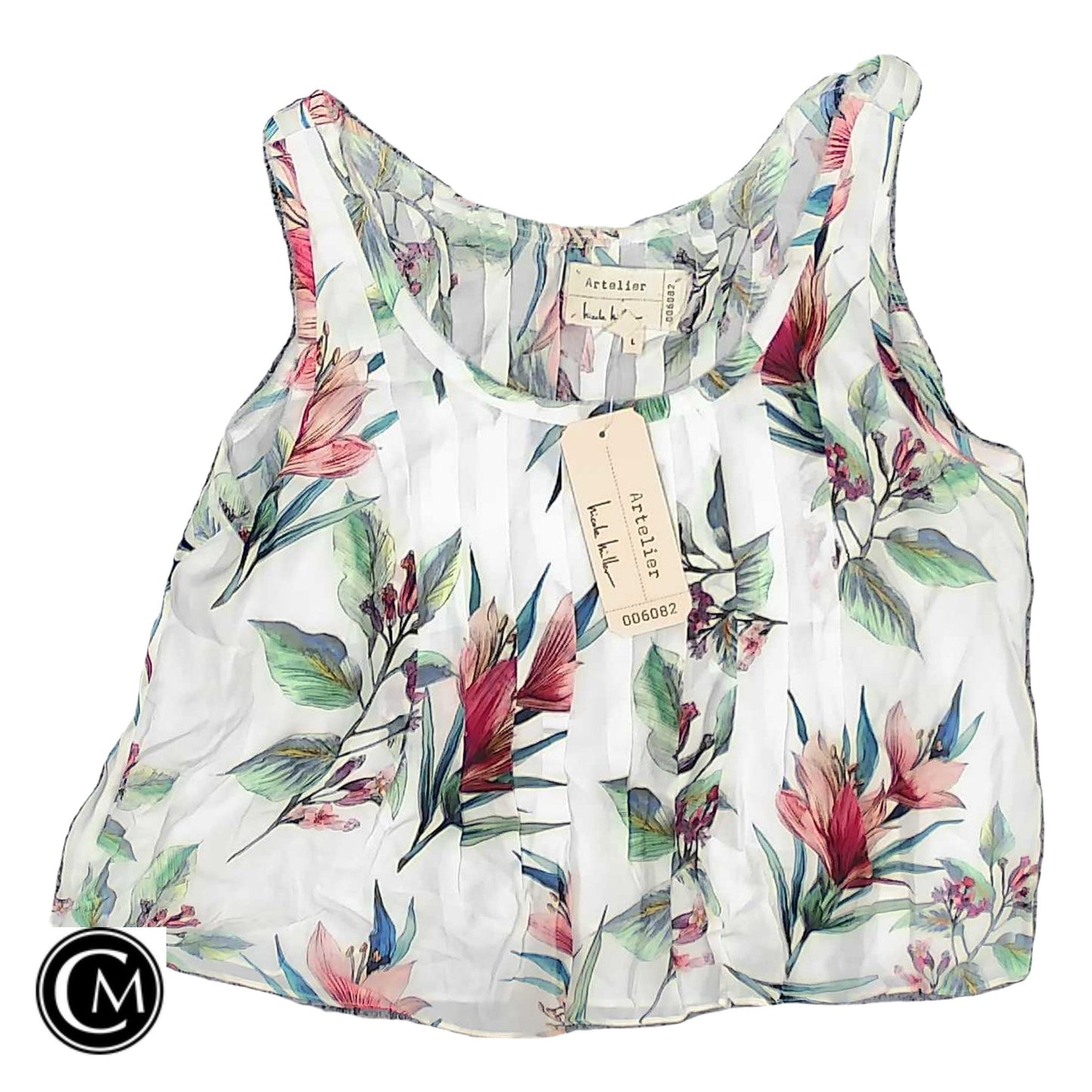 Top Sleeveless By Nicole Miller In White, Size: L