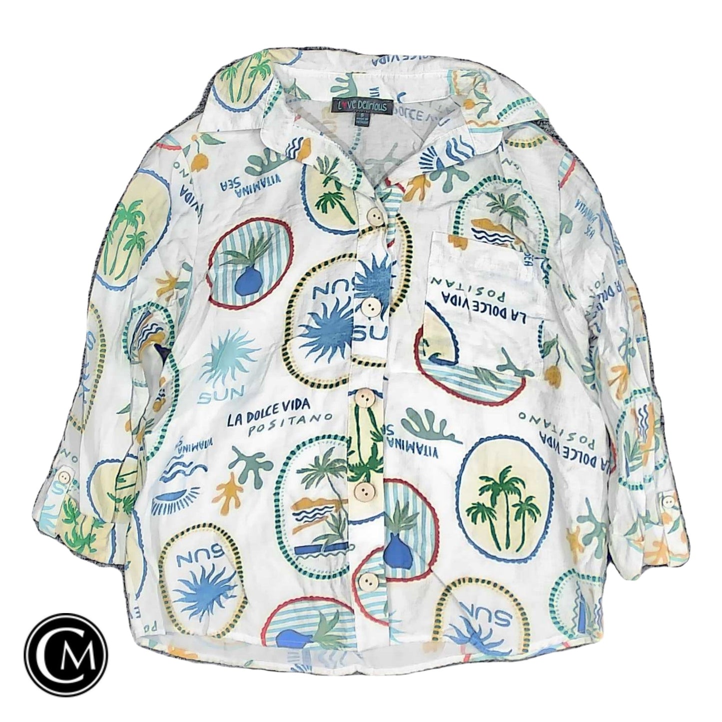 Top Ss By Clothes Mentor In Blue & White, Size: S